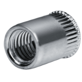 Blind rivet nuts and screws GO-NUT with round shank, knurled blind rivet nuts, small countersunk head, aluminium